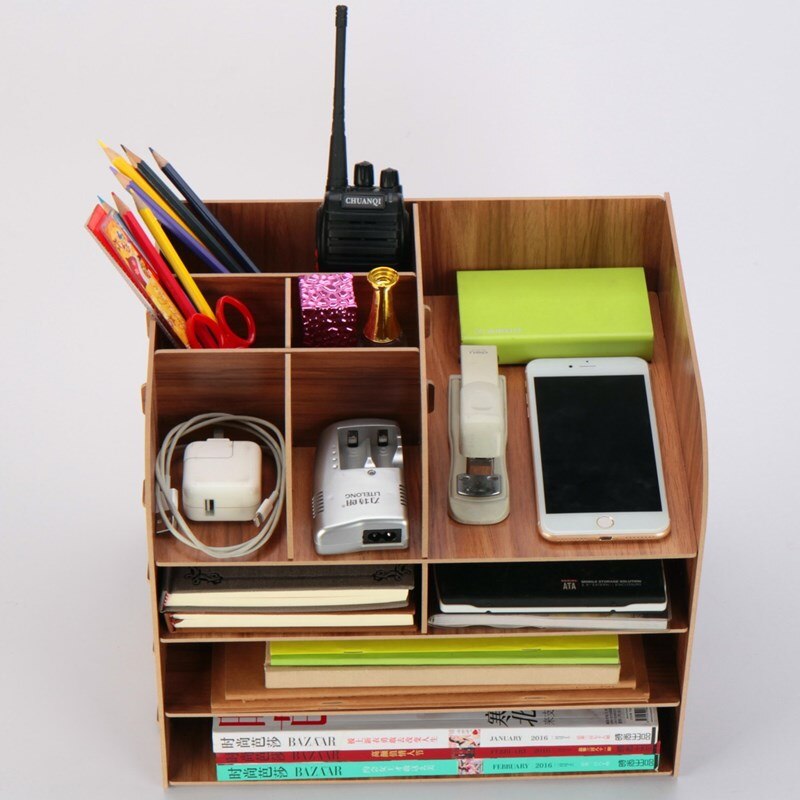 Trieur en bois avec tiroir pour stylo | Organiseur de Bureau en bois et de Bureau