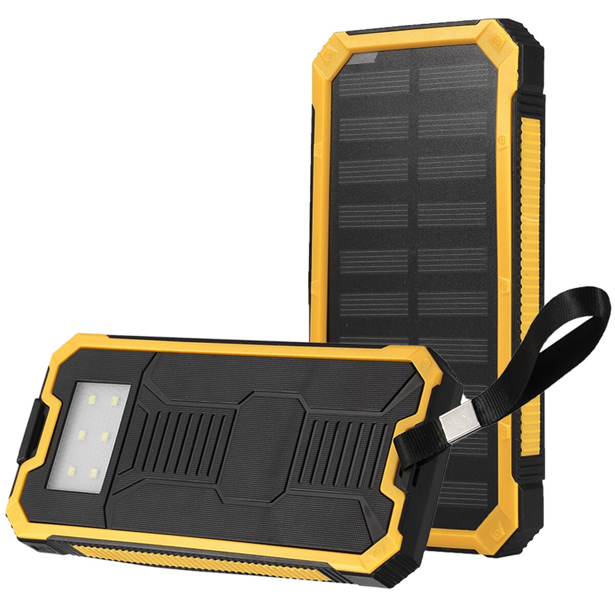Energía Solar, banco de potencia Set de fundas de doble puerto USB de carga rápida de energía Solar, banco de potencia caso Kit: Yellow