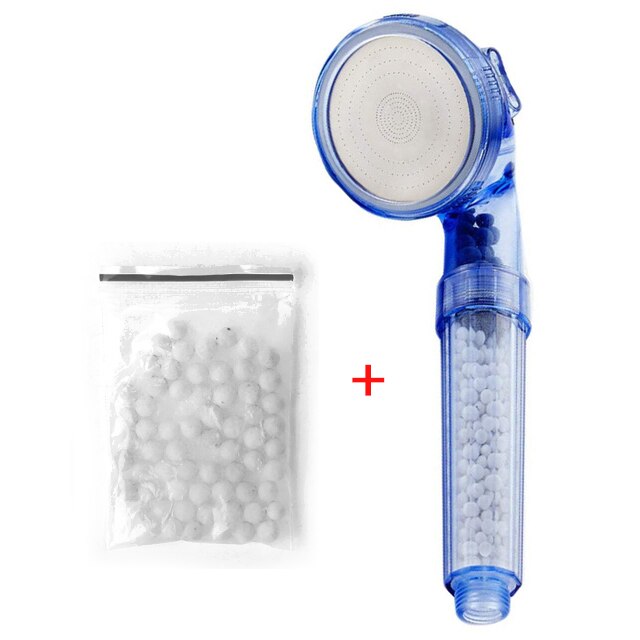 Zhangji recién llegado 3 funciones de alta presión cabezal de ducha de SPA ahorro de agua ducha accesorio de baño Filtro de aniones ducha: blue shower set A