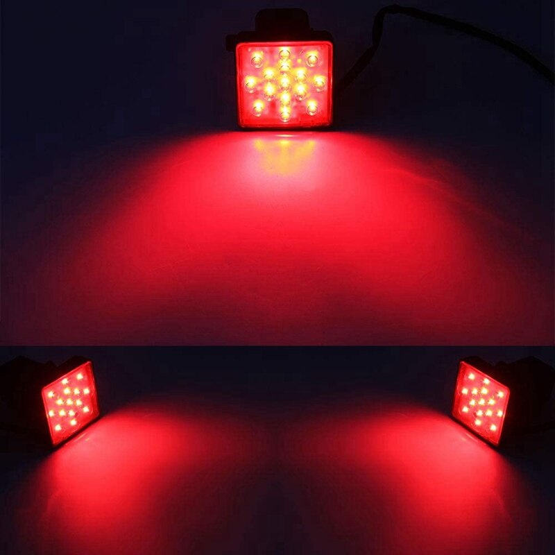 Smoked Lens 15-LED Tow Hitch Receiver with Strobe Feature Brake Tail Light for Truck SUV 2-Inch Towing Adapter Hole