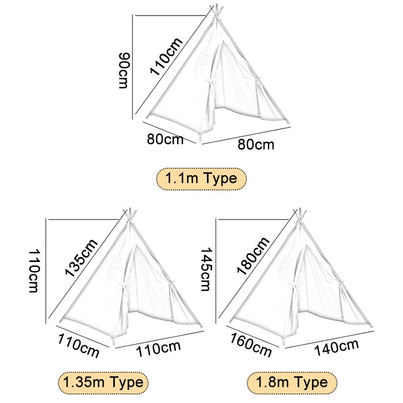 1.1m/1.35m/1.8m duży namiot dla dzieci Tipi dziecko Tipi bawełna wigwam dzieci Tipi zabawki dla dziewczynek Tipi dom zabaw dla dzieci namiot zabaw