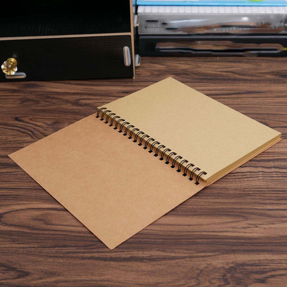 Hård baksida spiralbunden spole skissbok blankpapper kraft skisspapper skolkontorsmaterial