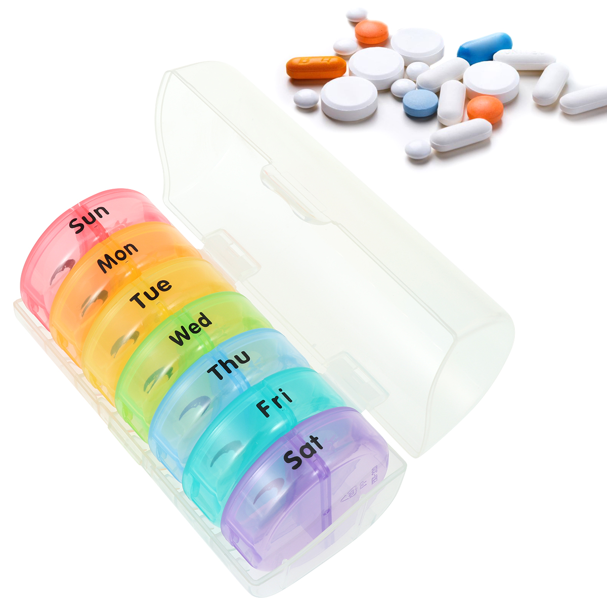 Pilulier hebdomadaire AM/PM boîte à pilules 7 jours organiseur Portable Mini pilulier 14 compartiments, boîte à médicaments résistante à l&#39;humidité