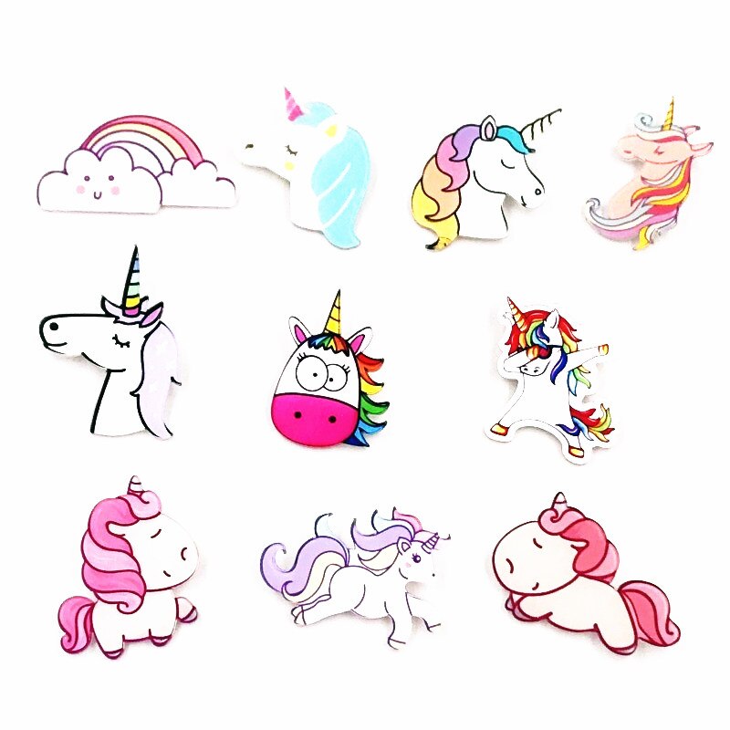 1Pcs Kleurrijke Dier Cartoon Pin Acryl Paard Eenhoorn Badge My Little Poni Icoon Broche Voor Meisjes Beloningen Decoratie Op zak Hoed