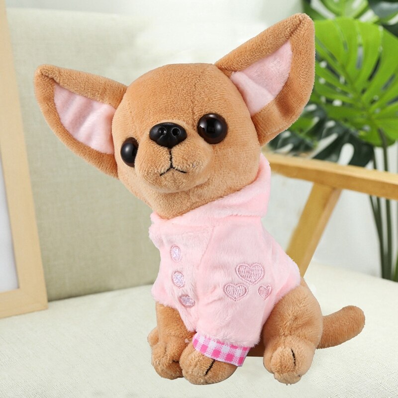 1 pièces 17Cm Chihuahua chiot enfants jouet Kawaii Simulation Animal poupée d'anniversaire pour les filles enfants mignon en peluche chien en peluche