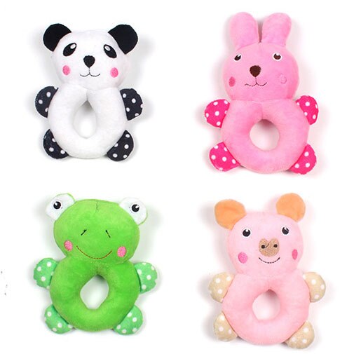 Cute Animal Donuts Squeaky Toy for Dog Chew and Tooth Cleaning Piggie Panda Chicken Froggy