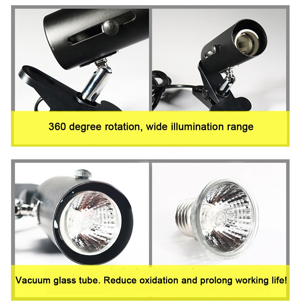 Uvb + uva reptielenlampset met keramische klemlamphouder, schildpaddenlamp, uv-warmtelamp, schildpadden, hagedissen, verlichting