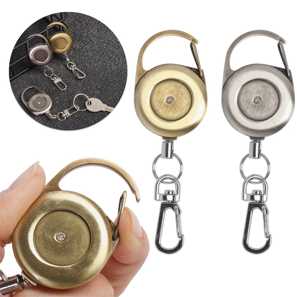 1 Pc Intrekbare Reel Clip Badge Houder Id Card Key Ring Carabine Duurzaam Portable Rvs Riemclip