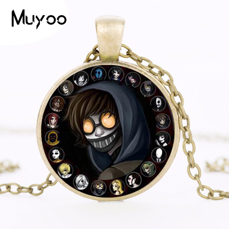 Accessory For Kids Creepypasta CREEPY PASTA TICCI TOBY Necklace Glass Bronze Pendant chain JEFF THE KILLER HZ1