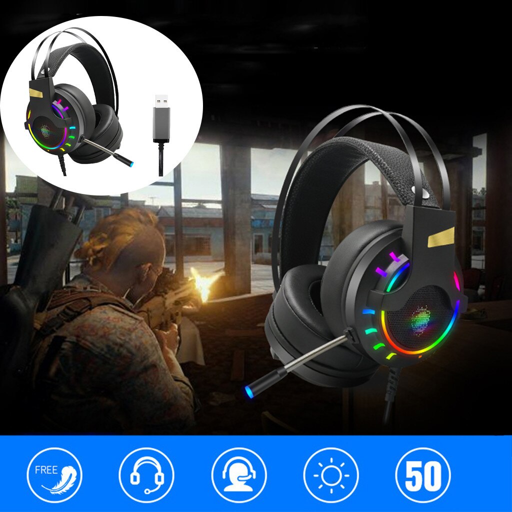 Gaming Headphones ANC Wired Headset Gaming 5.0 HIFI sound with loudspeaker face recognition for Computer Games