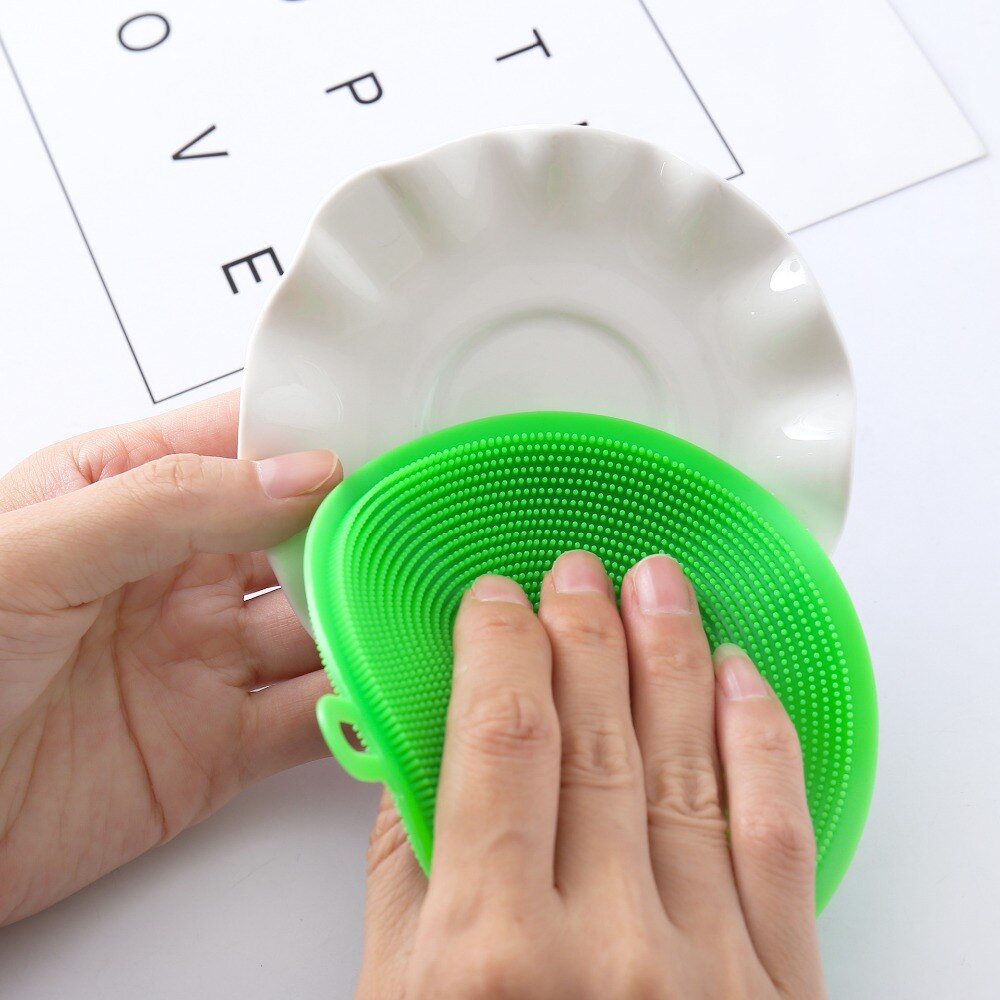 Esponja de silicona antibacteriana para platos, cepillo de limpieza para frutas y verduras, soporte para ollas, 1 unidad, 0794