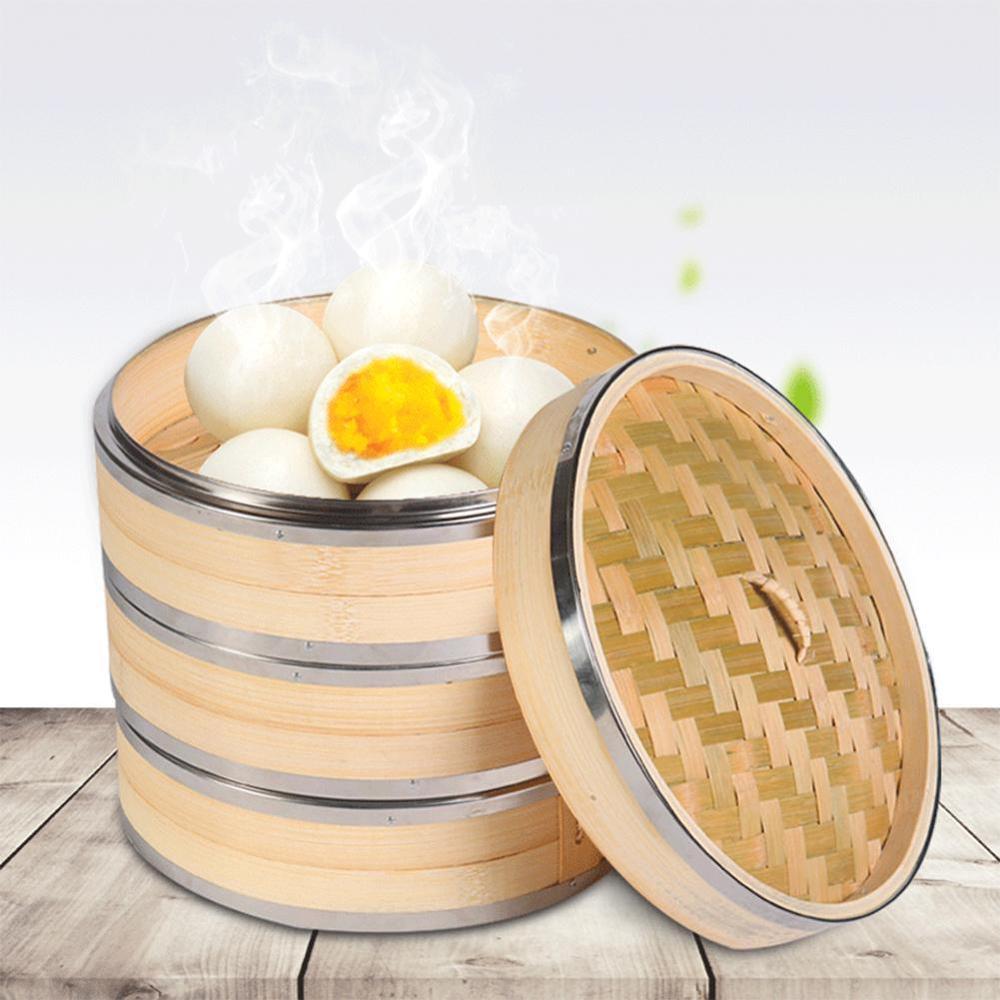 Kooi Met Cover Koken Bamboe Stoomboot Vis Rijst Snack Pot Knoedel Set Stoomboot Mand Stoom Kitchen Tools Koken N8W2