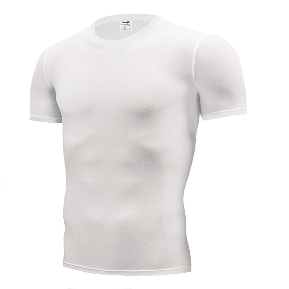 Sommar t-shirt för män utomhussporter enfärgade kortärmade t-shirts som andas snabbtorkande vandring camping cykling t-shirts: Vit / Xxxxl