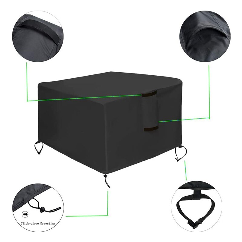 Square Fire Pit Table Cover 50X50X28 Inch Waterproof Heavy Duty Patio Gas Firepit Table Cover