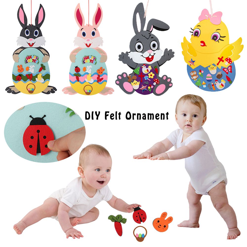 DIY Craft Felt Bunny Chick Home Decoration Happy Easter Wall Hanging Easter Ornament Easter Rabbit