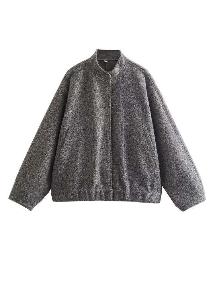 Woman Loose Gray Warm Baseball Jacket Spring Casual Oversized Bomber Jacket Girls Vintage Thick Warm Outwear: L / Beige