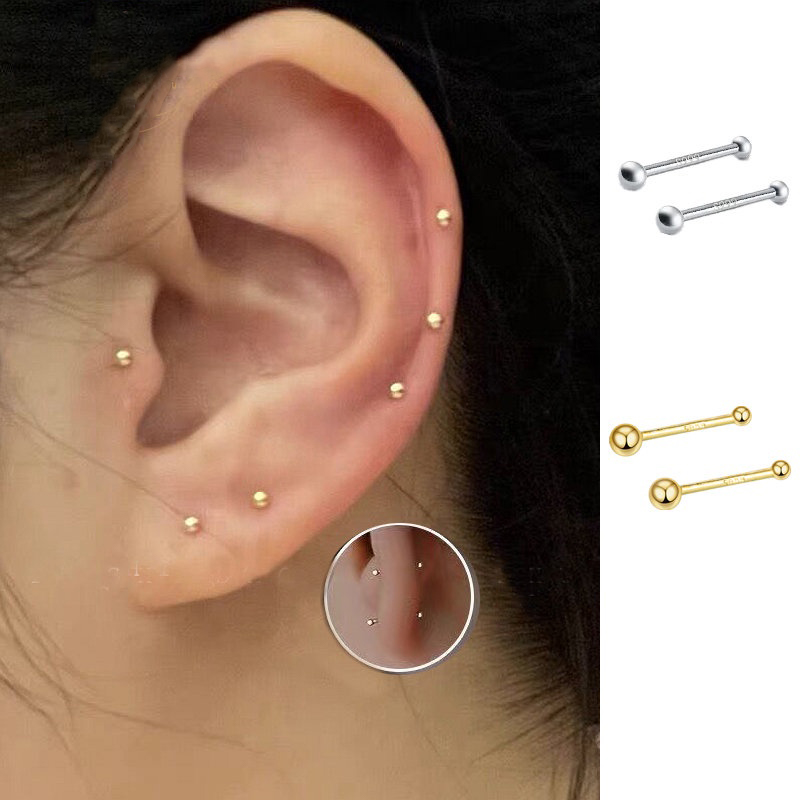 Pendientes minimalistas de 2 piezas para mujer y niña, aretes pequeños con tuerca, hipoalergénicos