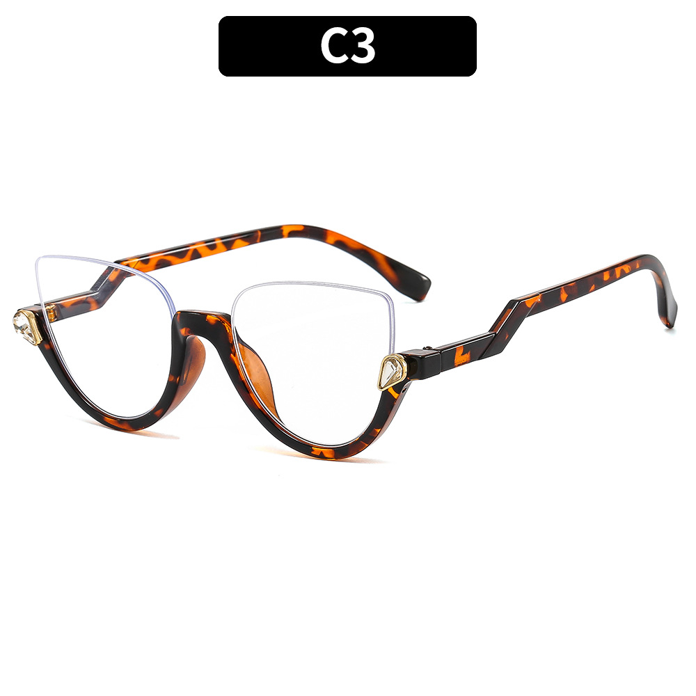 Montura de gafas graduadas de ojo de gato transparente para mujer y hombre, gafas ópticas, montura de gafas con lentes transparentes de diamante: Transparente