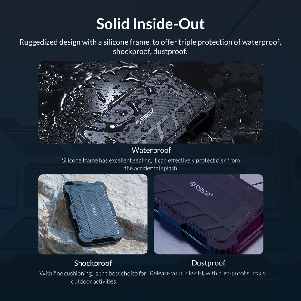 ORICO 2.5 Encrypted Hard Drive Enclosure SATA to USB 3.0 HDD Case UASP Waterproof Shockproof Dustproof Encrypted HDD Box