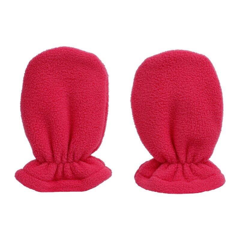 Baby Gloves Winter Warm Plus Velvet Mittens Children Kids Lined Fleece Gloves: Rose red S