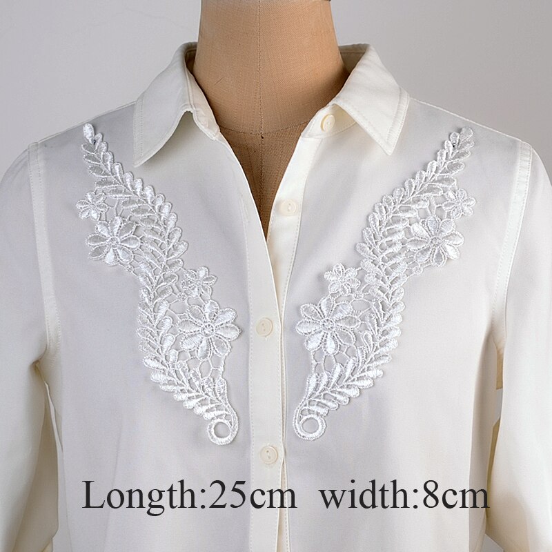 1 par hvid lilla blå blonder stof blomster motiver applikationer broderi sy patch kjole bluse tøj ornament: Off-white