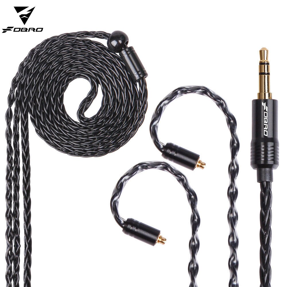 FDBRO 8 cœurs MMCX 2 broches 0.78mm A2DC câble d'écouteurs plaqué argent 2.5/3.5/4.4mm câble de prise Audio pour casque équilibré pour SE315 SE425