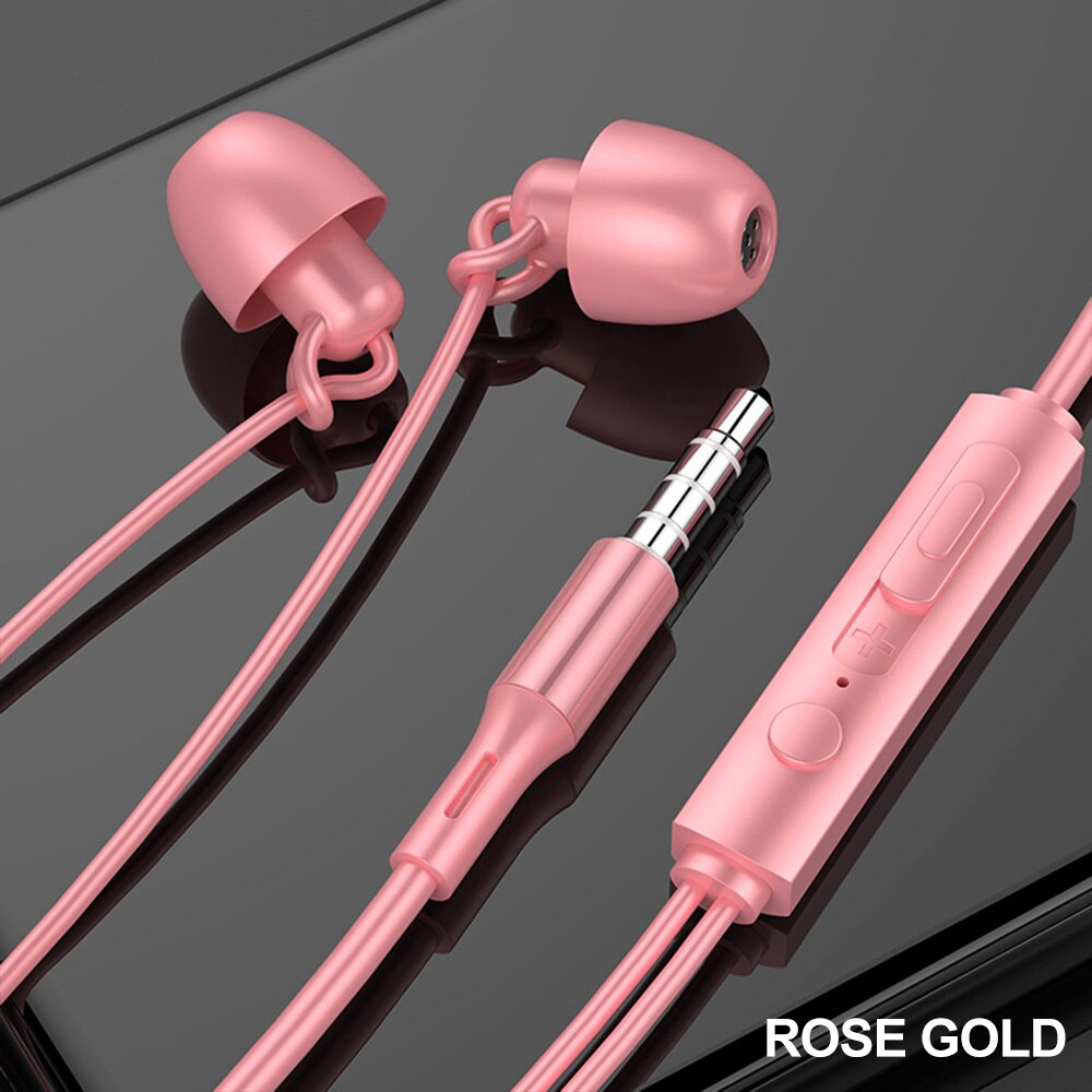 Sleeping Earphone No pressure Soft Silicone Headset In-Ear Mobile Phone With Mic Noise Cancelling Earphone For Xiaomi iphone: Pinkwith mic