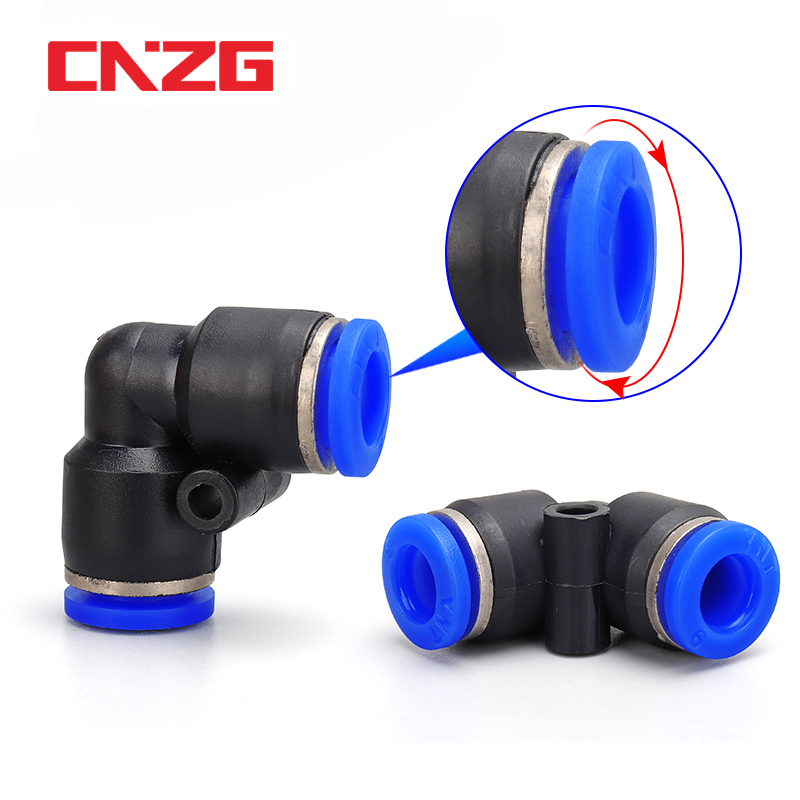Codo neumático de plástico de ajuste rápido, piezas de aire, tubo de empuje en agua, conector rápido, bloqueo de deslizamiento de 2 vías, PV, 4mm, 6mm, 8mm, 10mm