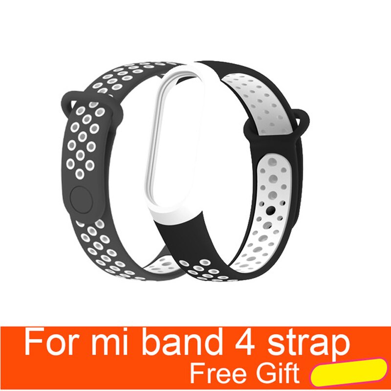 Per Xiao mi mi fascia 4 Cinghia di Accessori per Articoli Elettronica smart sostituzione impermeabile Doppio Braccialetto Del Silicone Di Colore per mi Band4 NFC cinturino Da POLSO: black white