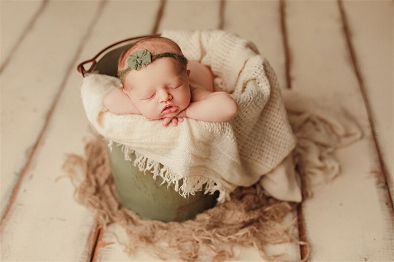 Dvotinst Newborn Baby Photography Props Vintage Iron Posing Bucket Retro Old Container Accessories Studio Shooting Photo Props