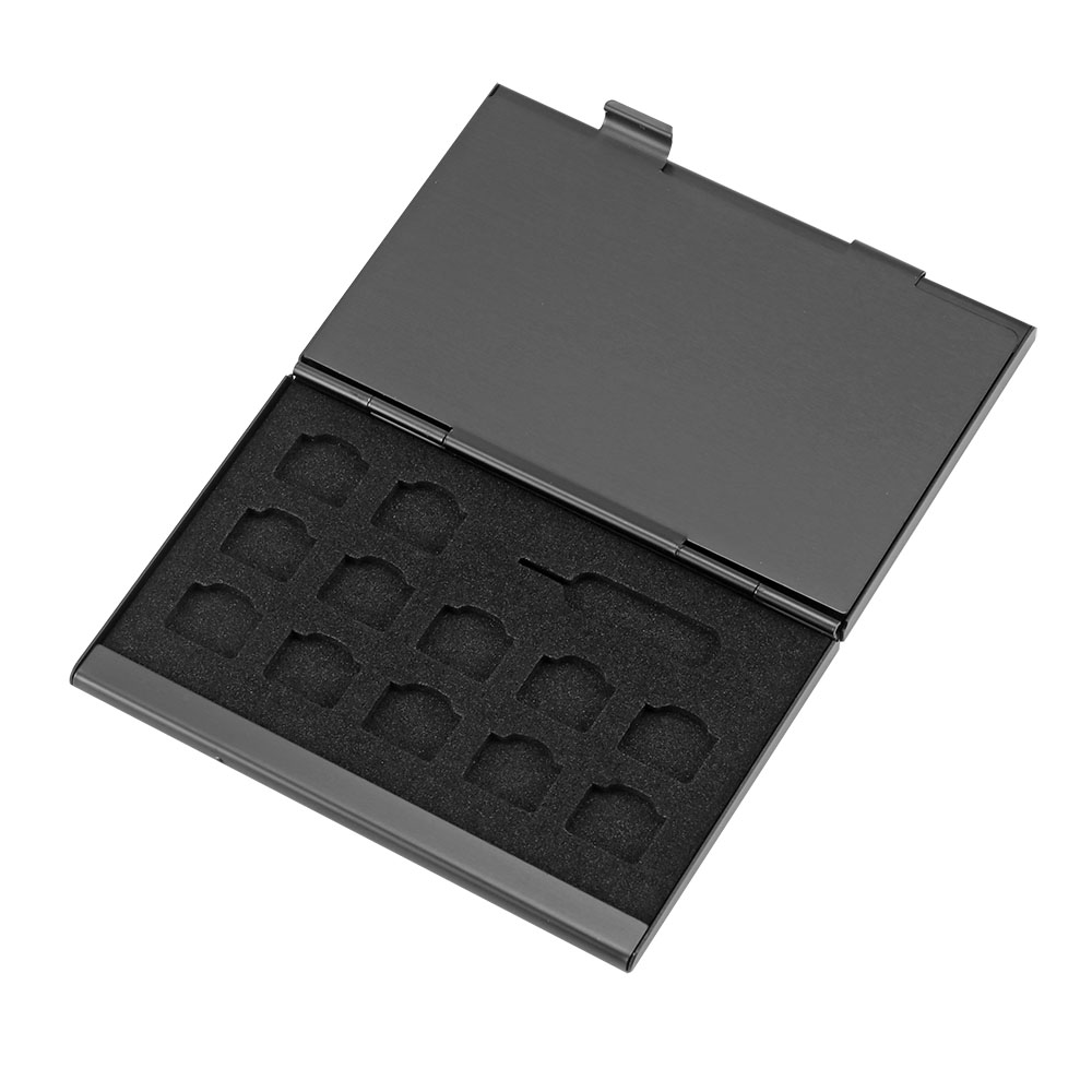 21 In 1 Aluminium Draagbare SIM Micro Pin Sim-kaart Nano Geheugenkaart Opbergdoos Case Protector Houder Zwart