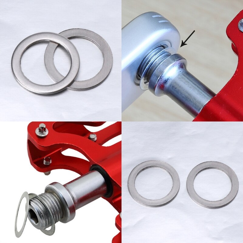 Espaciador de Pedal de bicicleta, arandelas de anillo de acero inoxidable, Manivela para ciclismo de montaña, 2 uds.