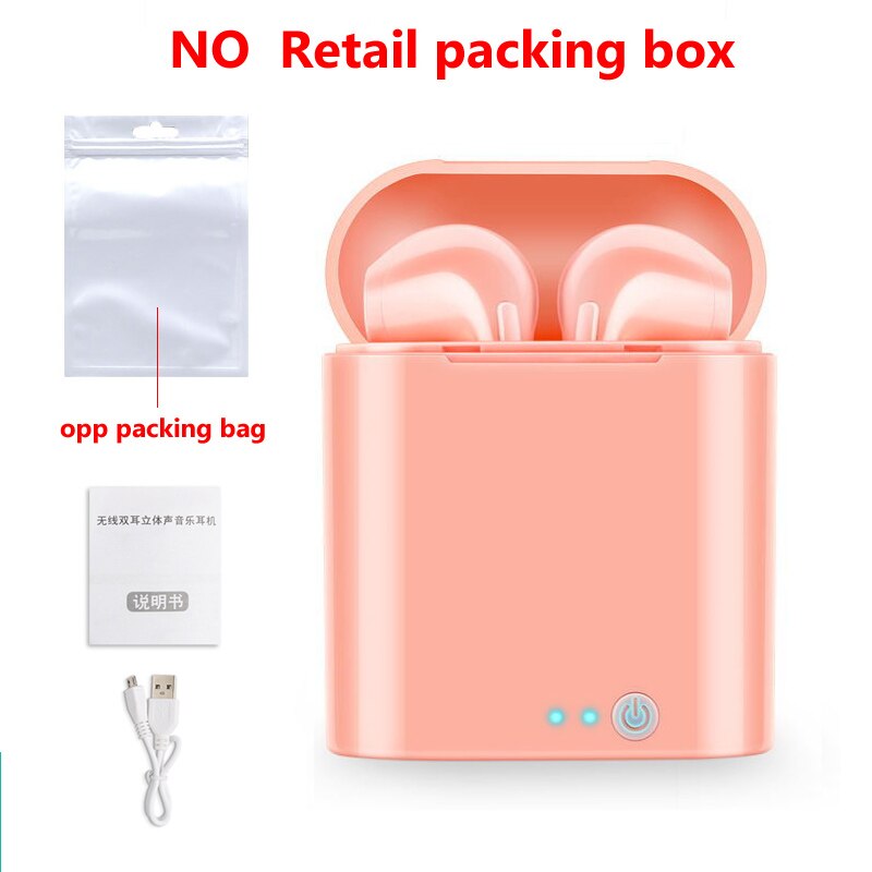 I7s Mini Portable Bluetooth Headphones Wireless Earphones With Charging Box bluetooth Earbuds upgrade Macaroon Candy colors: PINK no box