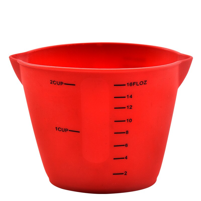 Baking Soft Measuring Cup Double-spout Silicone Measuring Cup Baking with Graduated Soft Measuring Cup Kitchen Accessories: 500ML Red