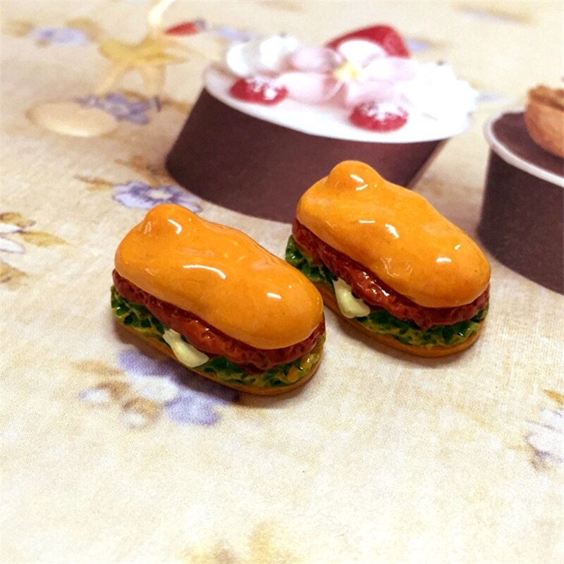 10 stk sød mini harpiks hamburger sandwich charms vedhæng patch til diy øreringe nøgleringe smykker gør  p111