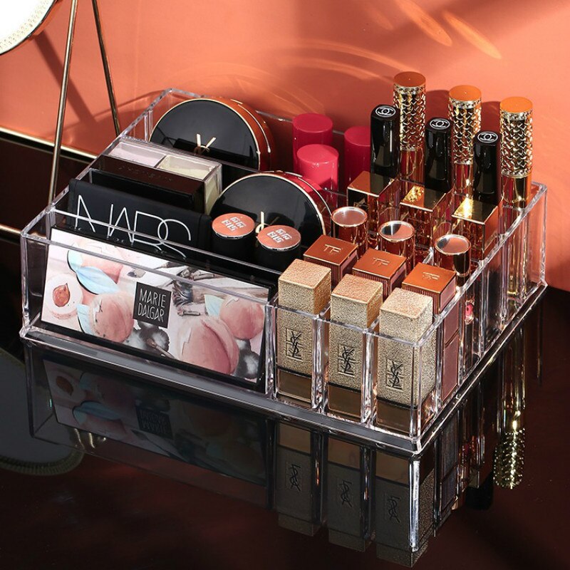 Stående akryl læbestift organizer 24 gitter makeup beholder neglelak opbevaring rack lipgloss display rack kosmetik holder