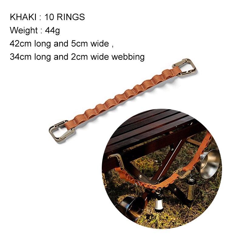 2/5m Outdoor Lanyard Adjustable Tent Rope Multifunction Garden Storage Strap Clothesline Supplies Tent Pegs Canopy Hanging Cord: Khaki 10 Ring