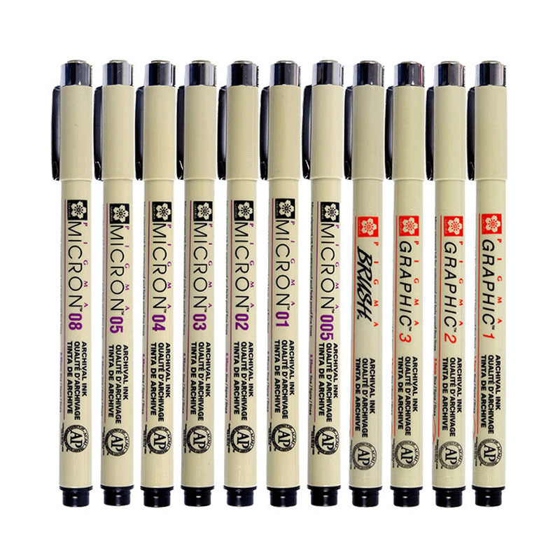 Waterproof Sketch Micron Comics Art Marker Pen Pigment Liner Water Based Drawing Handwriting School Office Japanese Stationery
