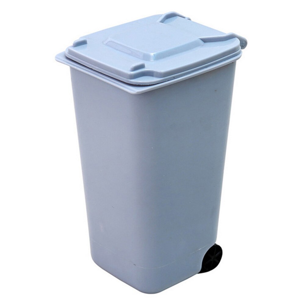 Minipapelera pequeña para escritorio, cesta de basura de plástico para mesa de casa, suministros de oficina, cubo de basura, artículos diversos, caja de cubos: Blue Waste Bin
