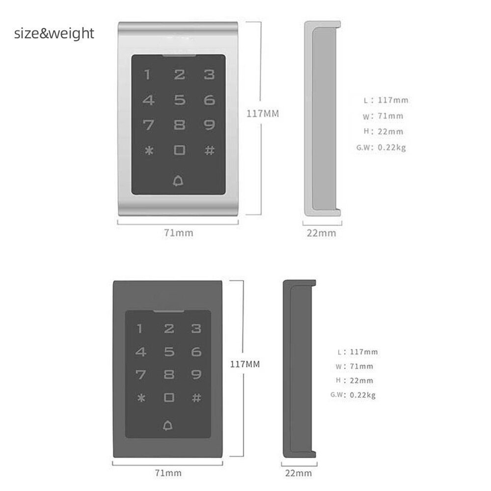 T10 Plastic case Digital backlit touch keypad 125KHZ RFID 13.56MHZ Card Reader WG26 Input output Standalone Access Controller