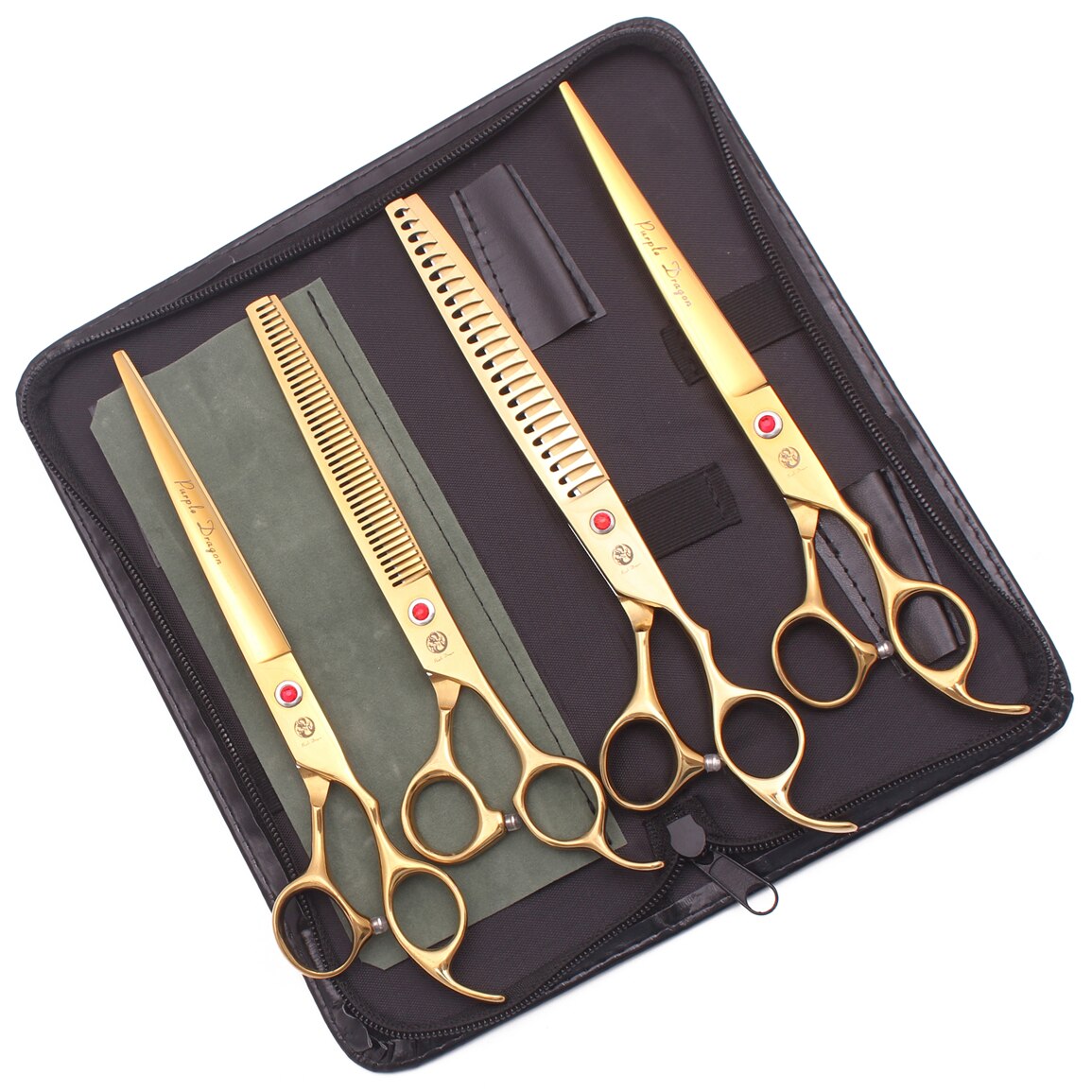 tijeras para perros 8,0 "dragón púrpura JP 440C tijeras de peluquería canina Kit para adelgazamiento tijeras perro curva tijeras agregar caso Z3005 tijeras peluqueria: YuGu-Jin-U4
