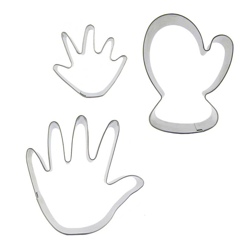 3Pcs Handen Handschoenen Vorm Cookie Cutter Biscuit Druk Stempel Embosser Sugar Pasteus Cake Diy Bakvorm Taart Hulpgereedschappen