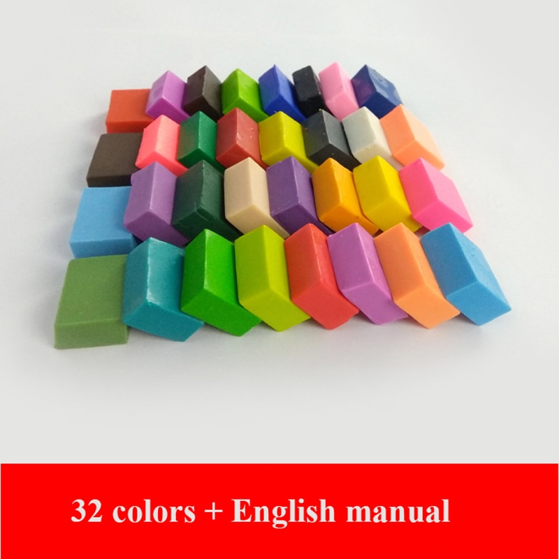 32 Colors Polymer Clay Light Soft Clay DIY Soft Molding Craft Oven Baking Clay Blocks Birthday for Kids Adult Safe Colorful: 32 colors   manual