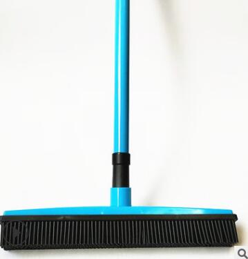 Verstelbare Rubber Bezem Haar Stof Schraper Huisdier Borstel Tapijt Cleaner Sweeper Wassen Mop Floor Telescopische Vegen Glazenwasser: Blauw
