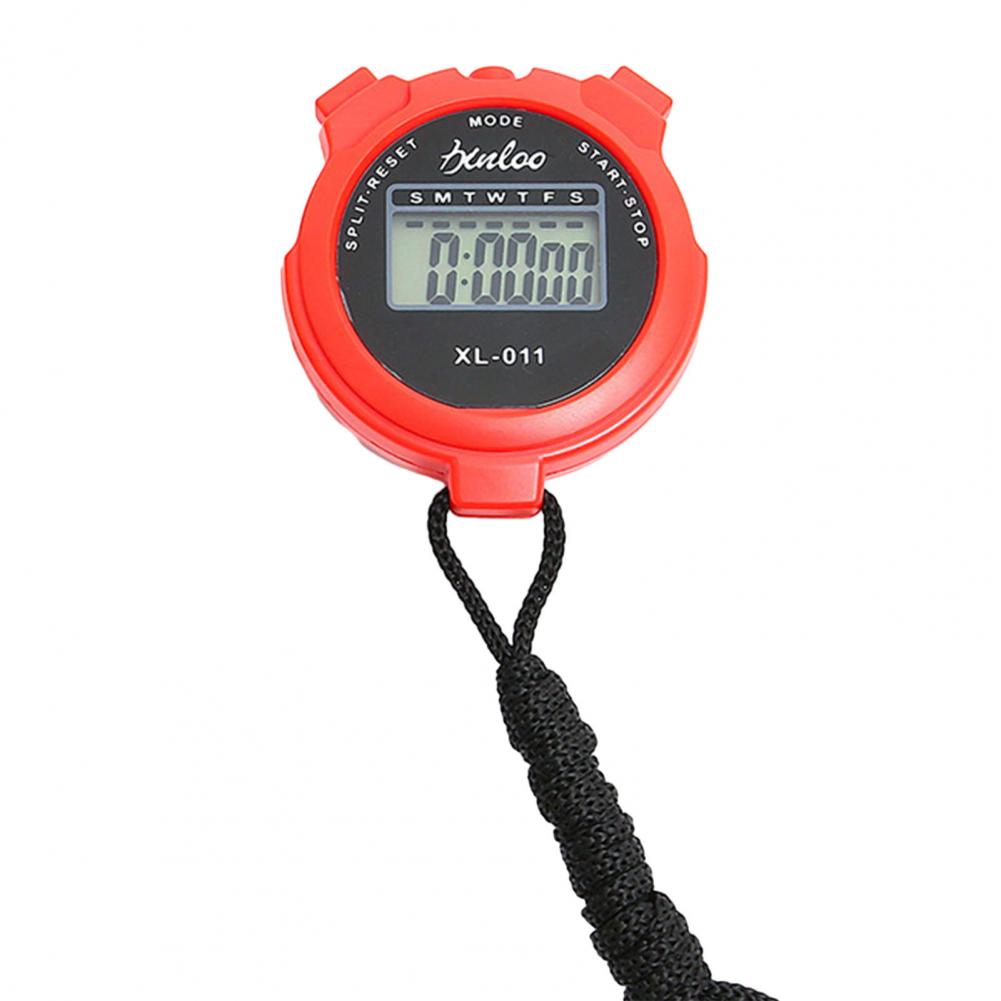 Digital Stopwatch Waterproof Compact Size Sports Timer Simple Operation Silent Stopwatch Timer Chronograph Devices: Red