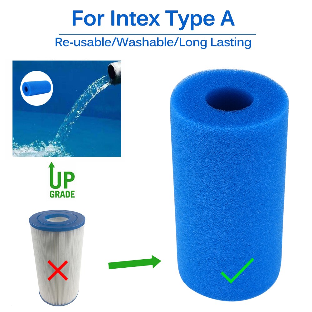 Akcesoria do basenów filtr piankowy gąbka wielokrotnego użytku do Intex typ A zmywalny Biofoam czysty filtr gąbki piankowe 10cm x 20cm