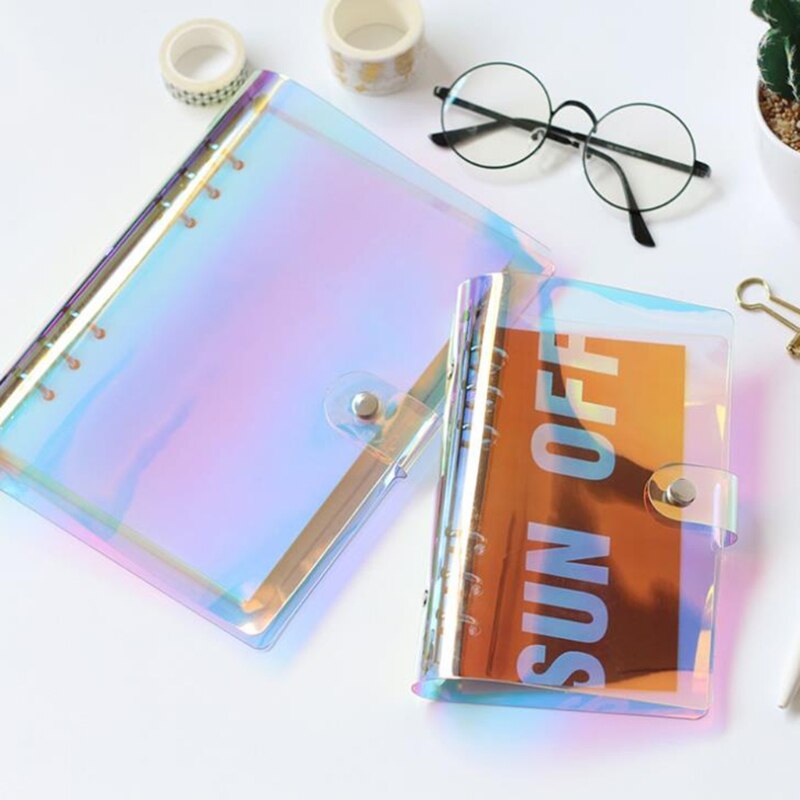 YFaith A6 Carpeta Anillas, 2 Piezas Color Transparente Libreta de Ahorro, Recargable, 6 Anillos Carpeta de Ahorro de Dinero con Botones, PVC Ring Binder A6, para Cuadernos, Álbumes Fotos, Agendas