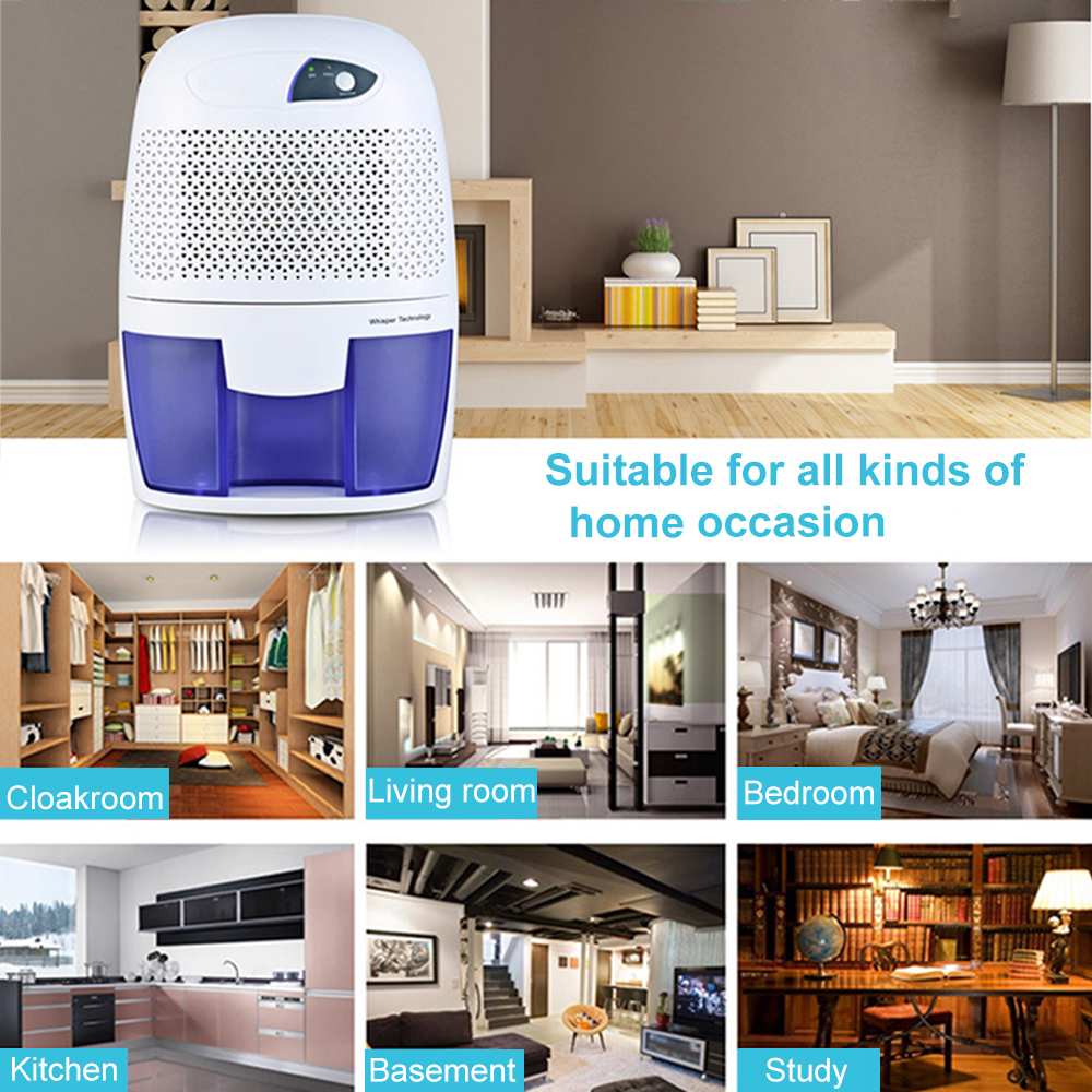 Mini secador de aire eléctrico absorbente, deshumidificador de humedad con tanque de agua de 500ML para el hogar, dormitorio, cocina y oficina