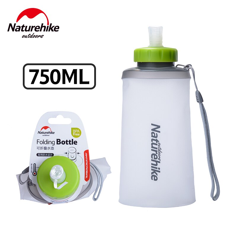 Naturehike 500ML/750ML pieghevole del silicone tazze di bottiglia di acqua di sport tutto'aria aperta da corsa ciclismo campeggio bere vetro: 750ml grigio