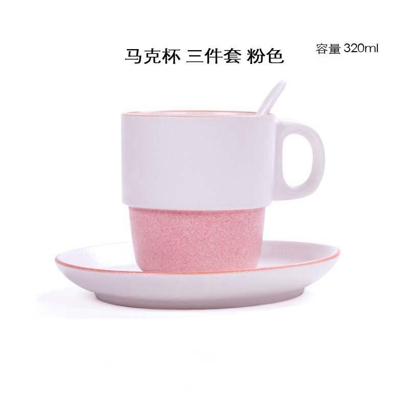 Ceramic Coffee Cup Porcelain Personal Single Pottery Tea Cups Korea Style Drinkware Wine Mug Water Mugs: B-Set-320ml